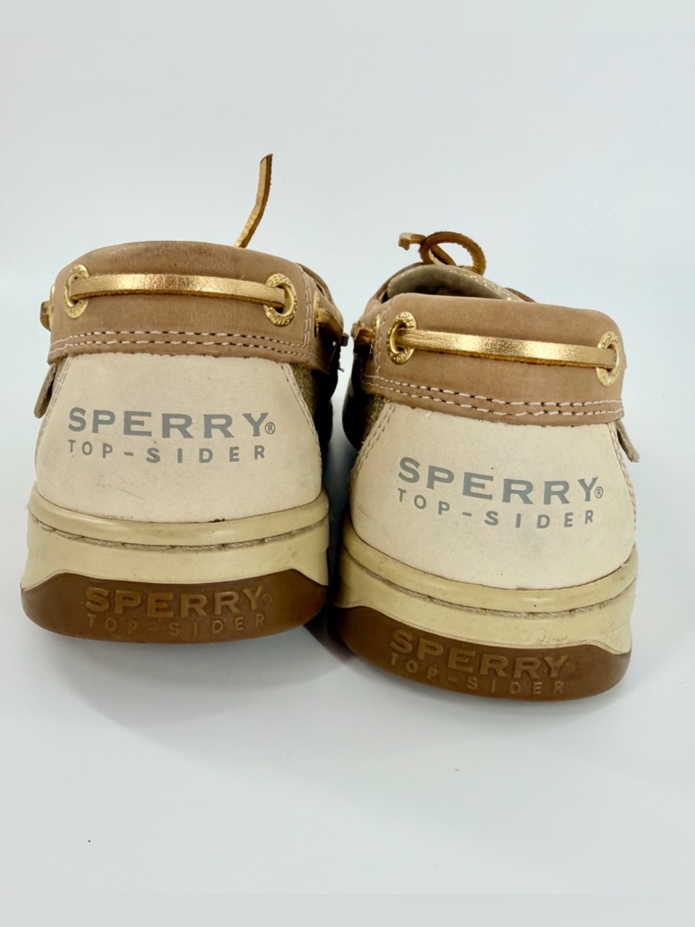 Sperry Top-Sider Loafers Women’s 6.5M Boat Shoes Tan Leather Glitter Accent - Picture 4 of 7